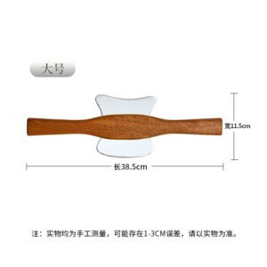 Dual-Wing Long Handle Zinc Alloy IASTM Fascia Knife | Premium Wooden Myofascial Scraper Board for Back & Full-Body Deep Tissue Massage, Guasha Tool for Wellness Spa